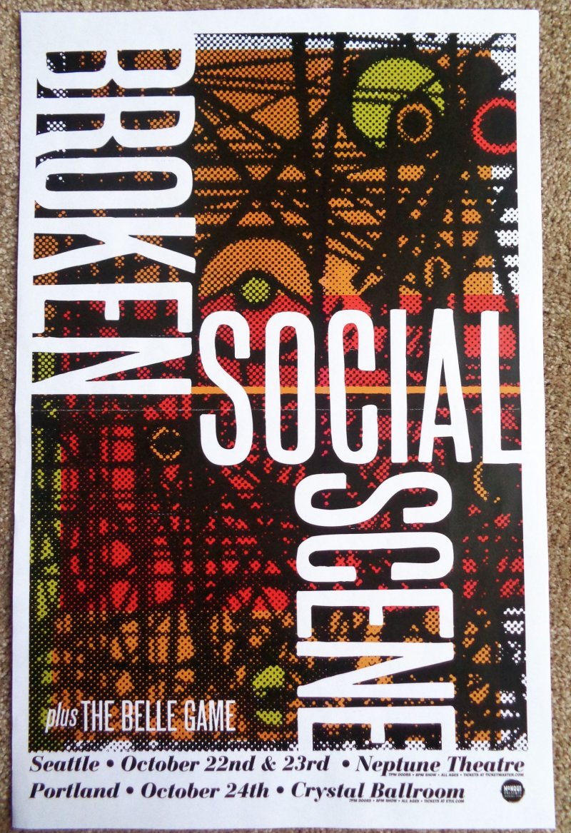 Image 0 of BROKEN SOCIAL SCENE 2017 Gig POSTER Portland Oregon Concert