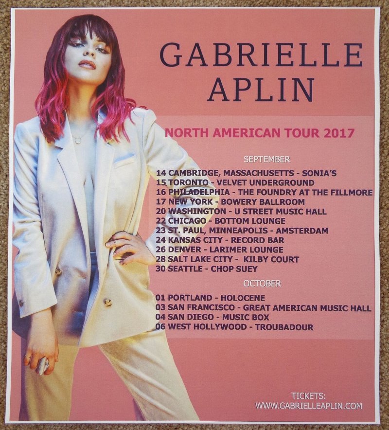 Image 0 of Aplin GABRIELLE APLIN 2017 Tour POSTER North American Gig Concert
