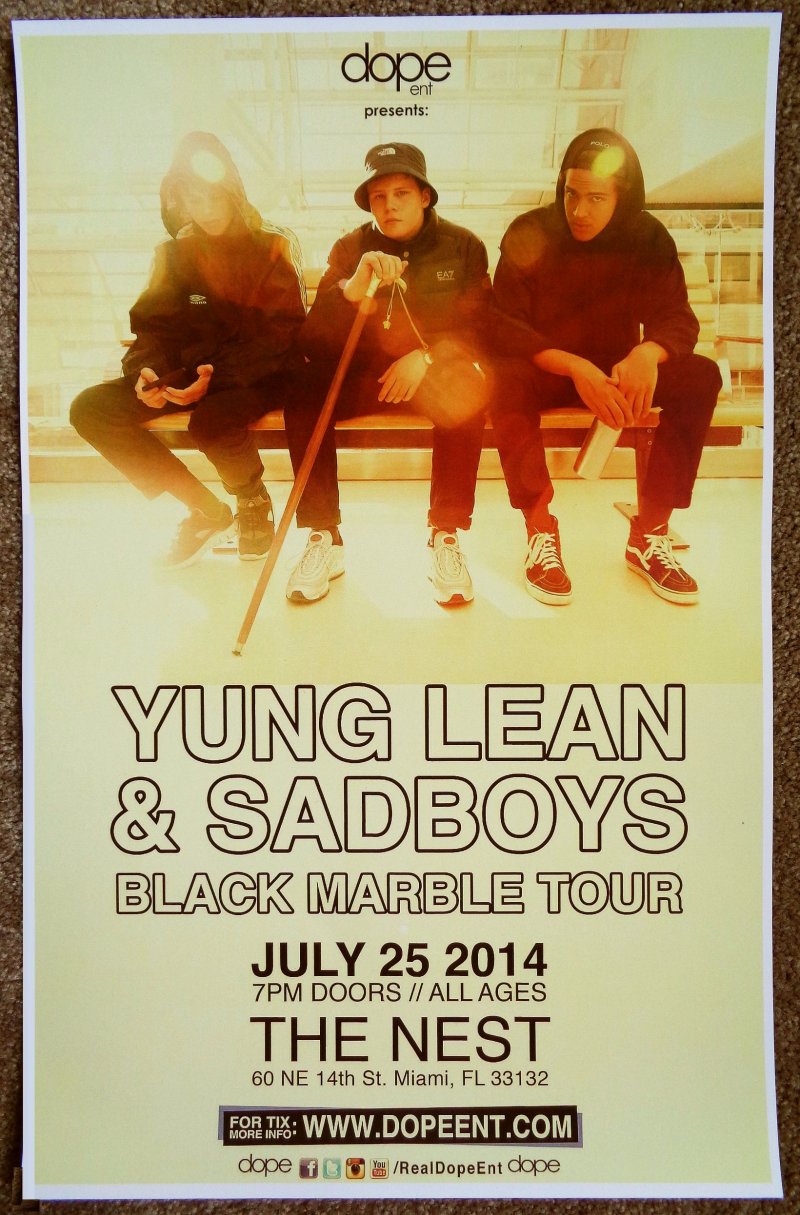 Image 0 of YUNG LEAN SADBOYS 2014 Gig POSTER Miami Florida Concert