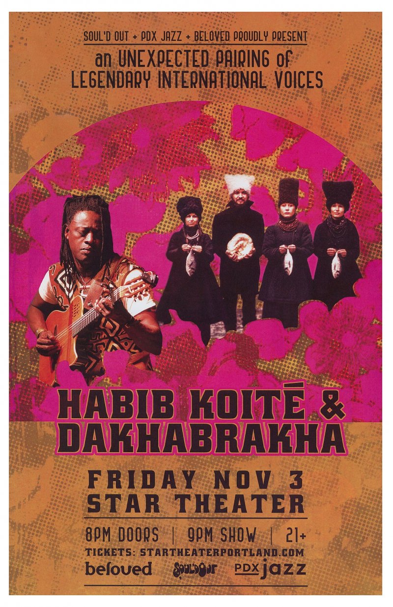 DAKHABRAKHA & HABIB KOITE 2017 Gig POSTER Portland Oregon Concert Ukraine