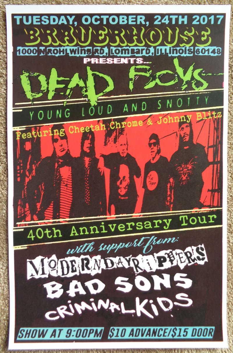 Image 0 of DEAD BOYS 2017 Gig POSTER Lombard Illinois Concert