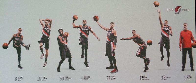 Image 1 of Portland Trailblazers 2017-18 TEAM POSTER Game Handout Blazers Nurkic Lillard