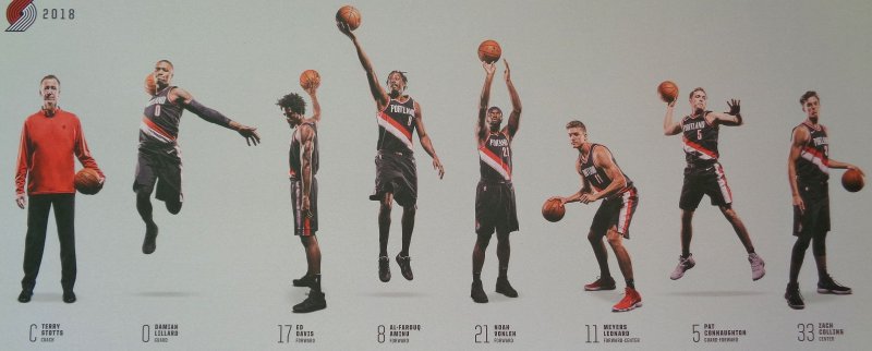 Image 2 of Portland Trailblazers 2017-18 TEAM POSTER Game Handout Blazers Nurkic Lillard