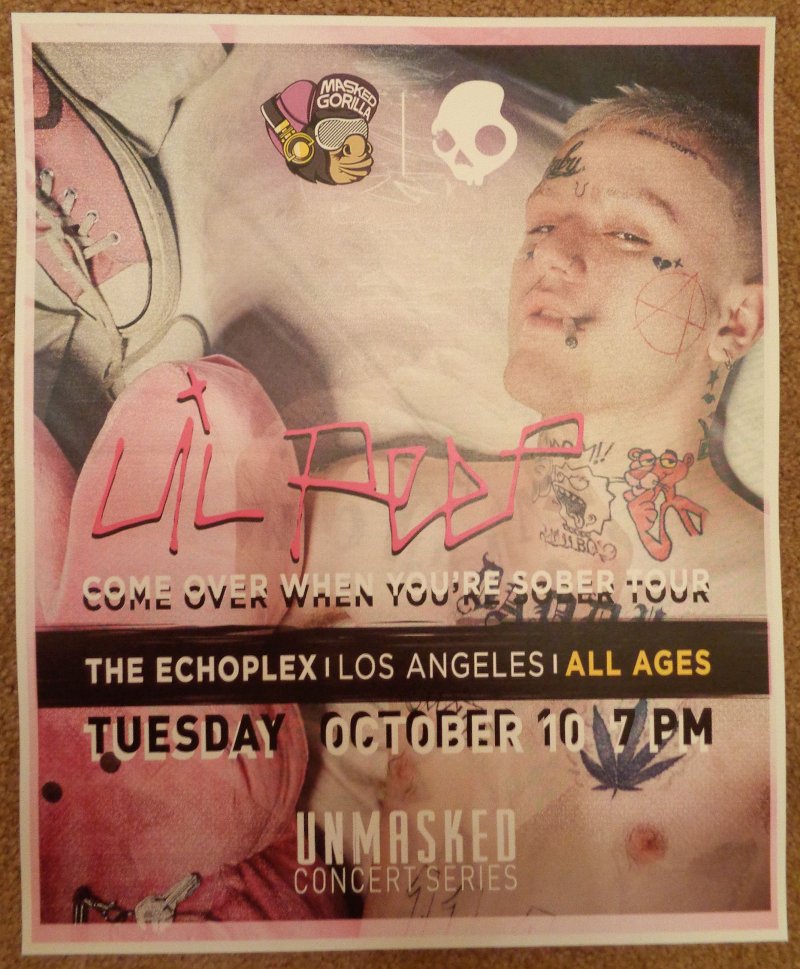 LIL PEEP 2017 Gig POSTER Los Angeles California Concert