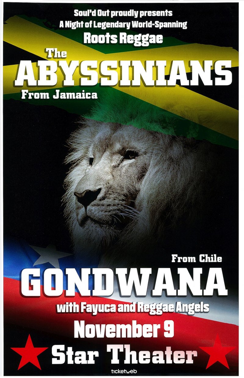 Image 0 of Abyssians THE ABYSSINIANS & GONDWANA 2017 Gig POSTER Portland Oregon Concert