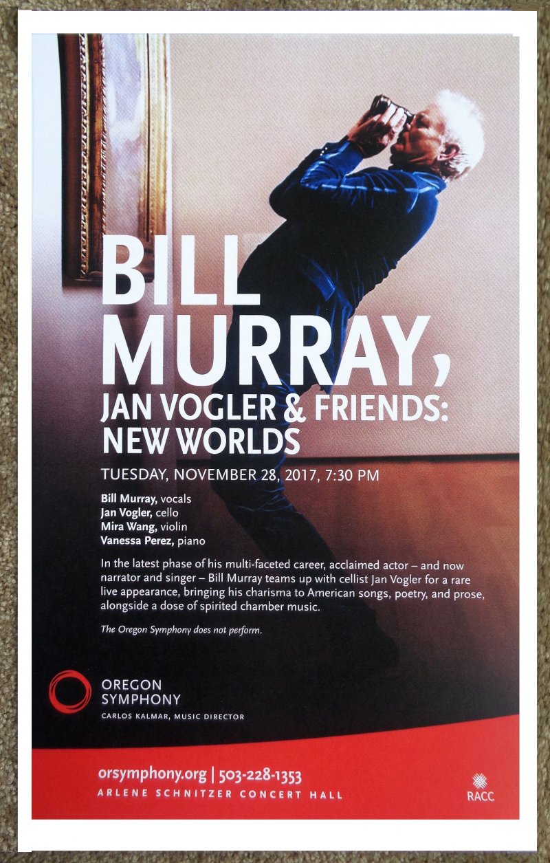 Murray BILL MURRAY & JAN VOGLER 2017 Gig POSTER Portland Oregon Concert