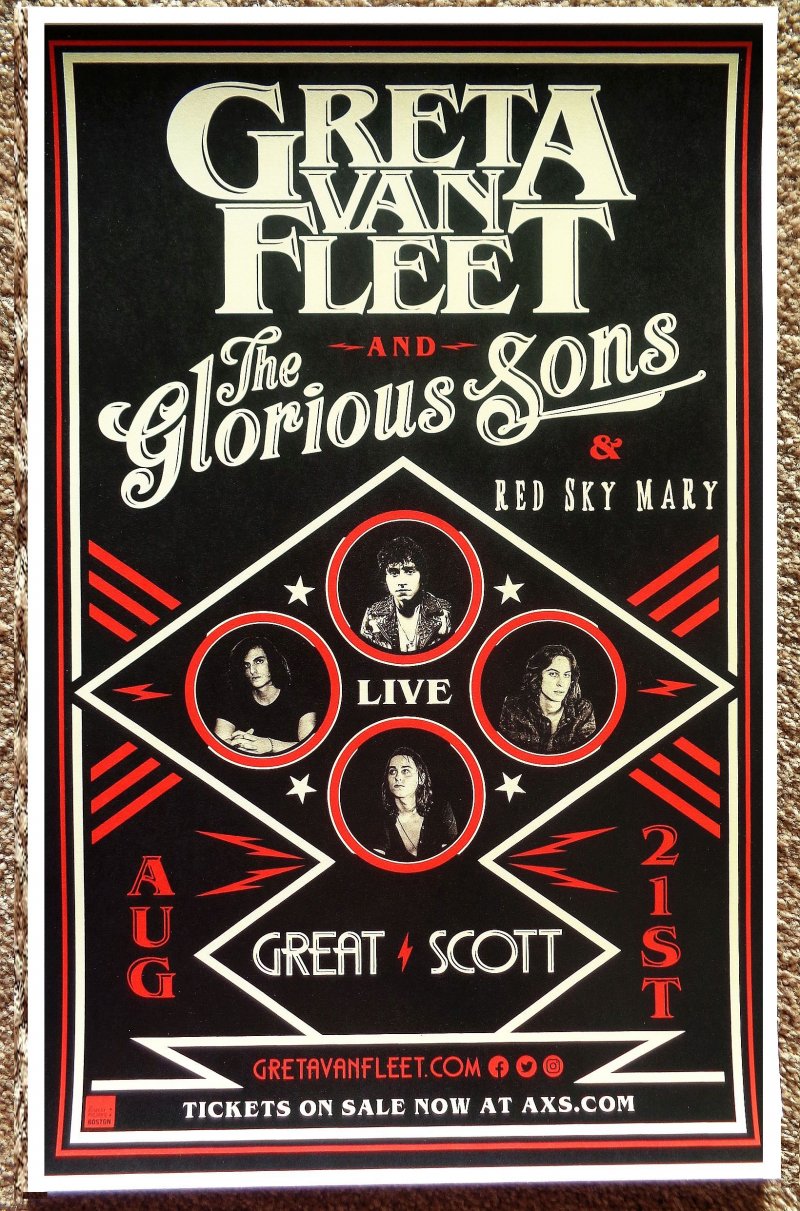 Image 0 of GRETA VAN FLEET 2017 Gig POSTER Massachusetts Concert Allston