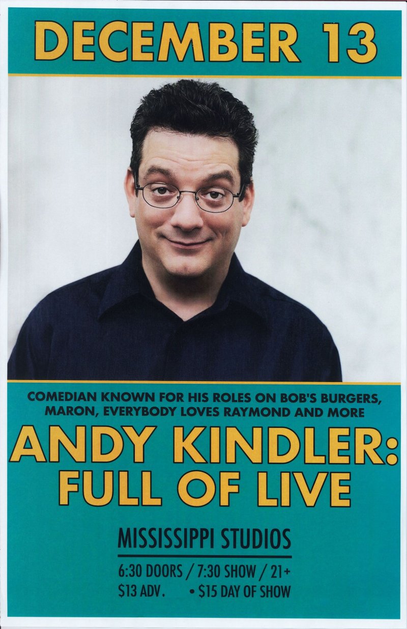 Kindler ANDY KINDLER 2017 Gig POSTER Comedy Portland Oregon 11x17