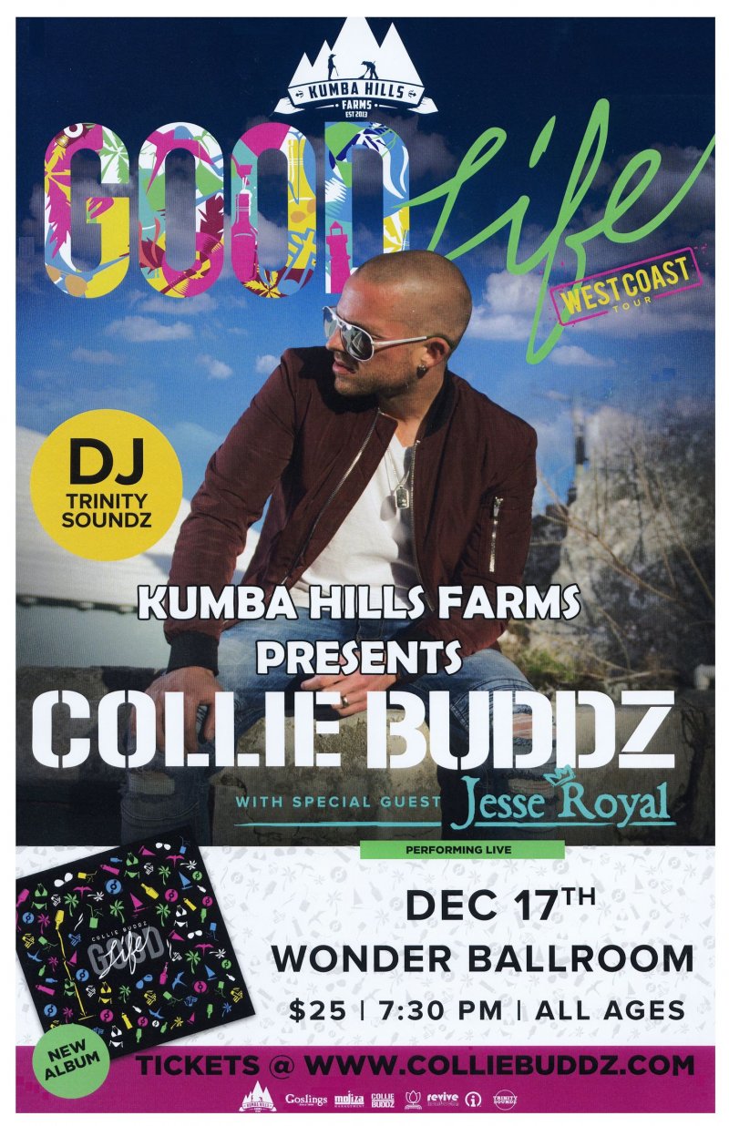 Buddz COLLIE BUDDZ 2017 Gig POSTER Portland Oregon Concert