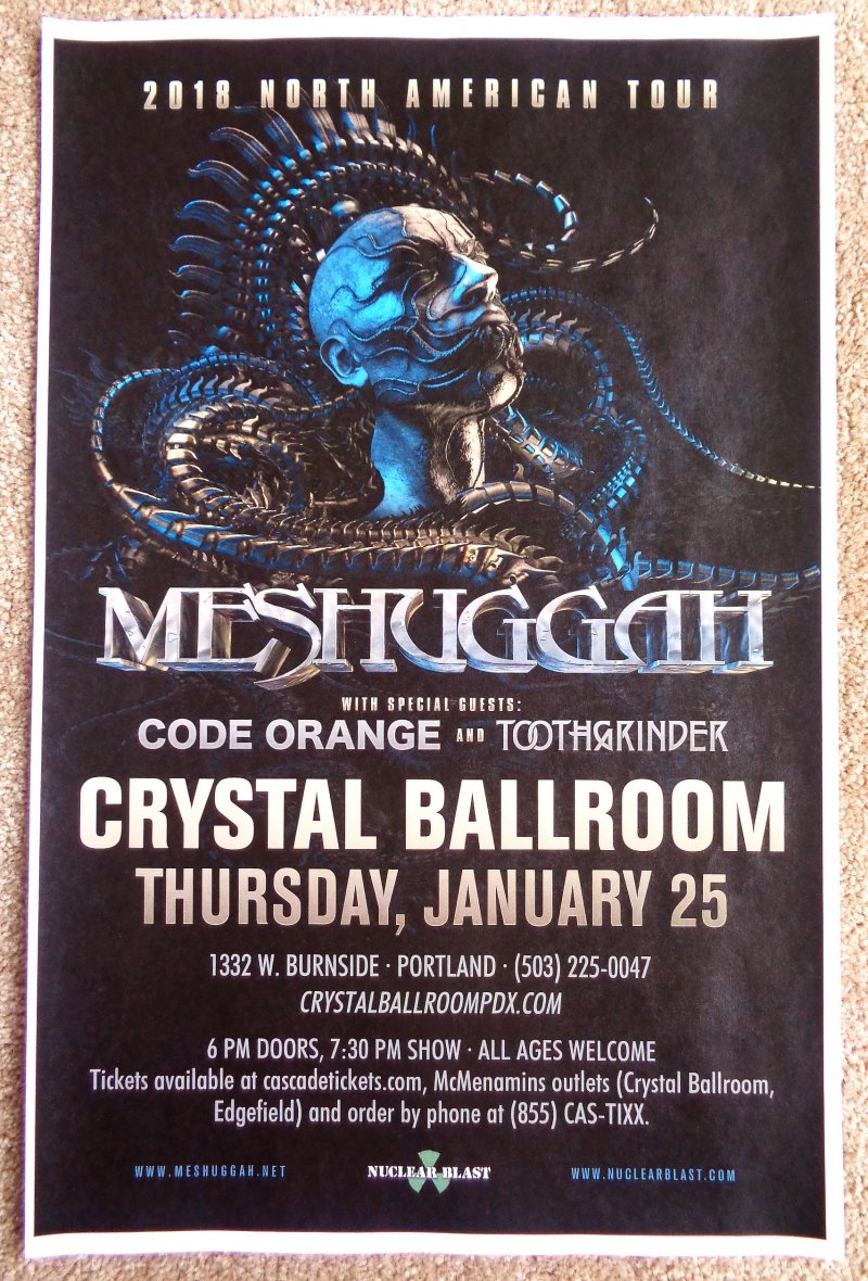 Image 0 of MESHUGGAH 2018 Gig POSTER Portland Oregon Concert