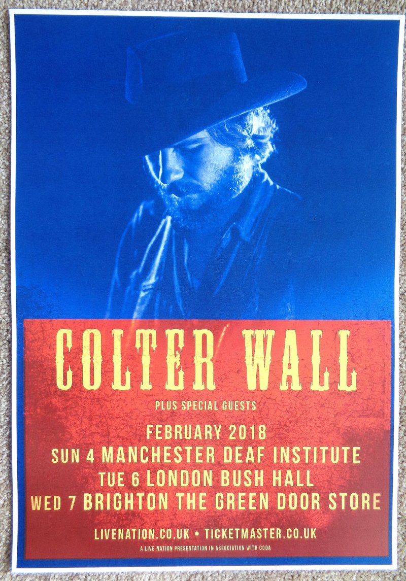 Image 0 of Wall COLTER WALL 2018 Gig Poster UK Concert London Manchester Brighton