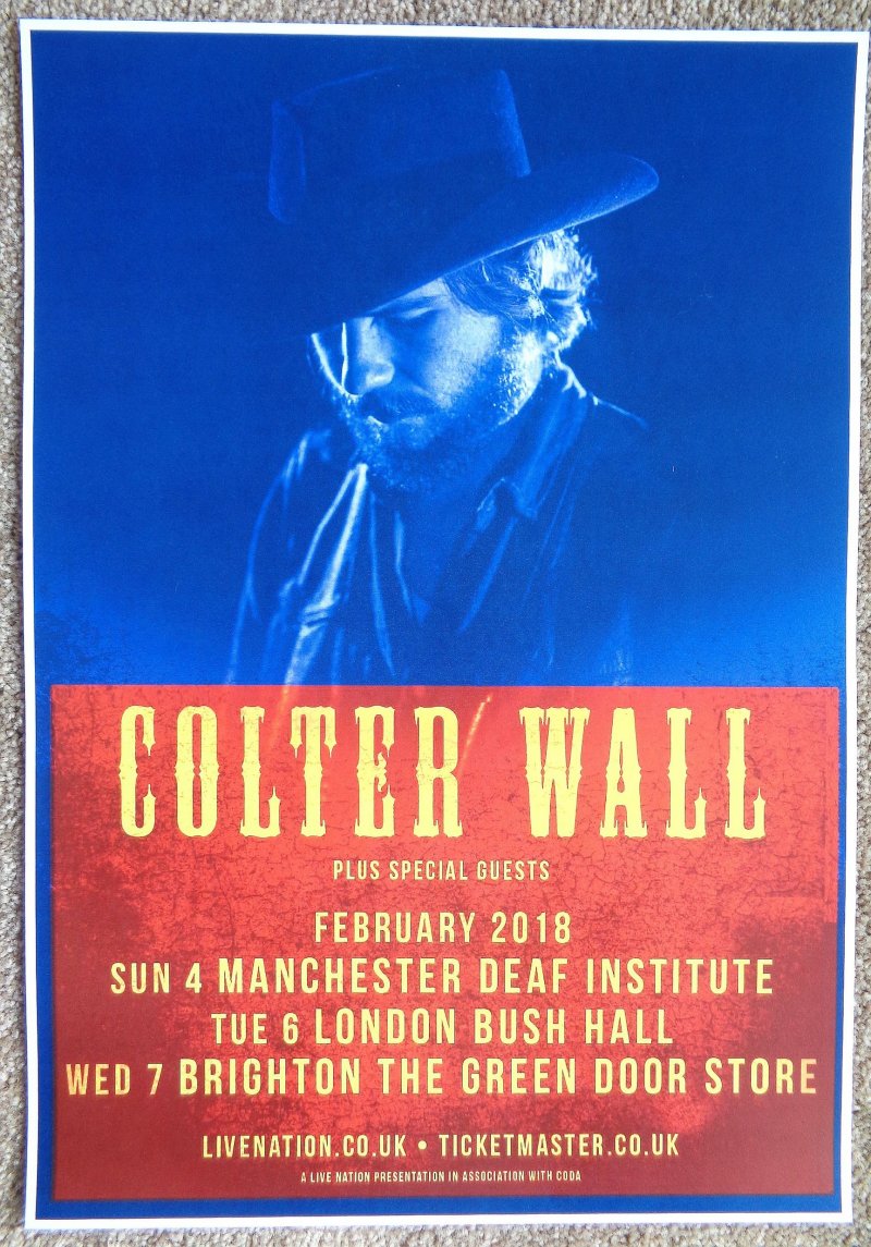 Image 0 of Wall COLTER WALL 2018 Gig Poster UK Concert London Manchester Brighton