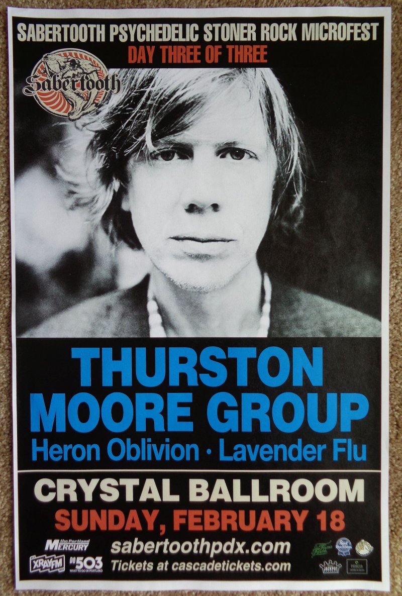 Image 0 of Moore THURSTON MOORE 2018 Gig POSTER Sonic Youth Portland Oregon Sabertooth Fest