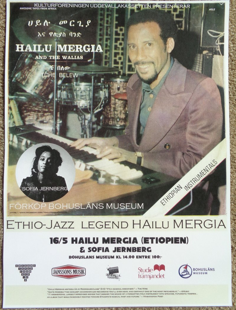 Mergia HAILU MERGIA 2015 Gig POSTER Sweden Concert Uddevalla THE WALIAS