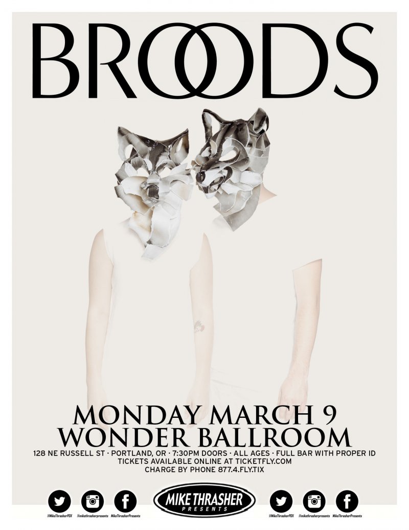 Image 0 of BROODS 2015 Gig POSTER Portland Oregon Evergreen Concert