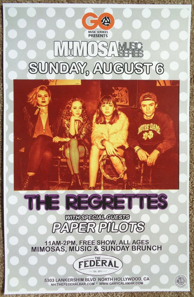 Image 0 of Regrettes THE REGRETTES 2017 Gig POSTER North Hollywood California Concert