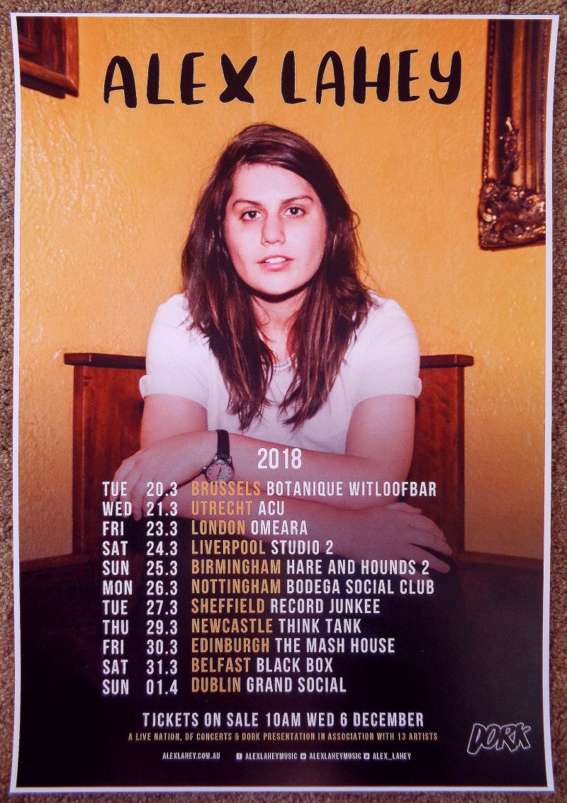 Image 0 of Lahey ALEX LAHEY 2018 Tour POSTER Europe Gig Concert