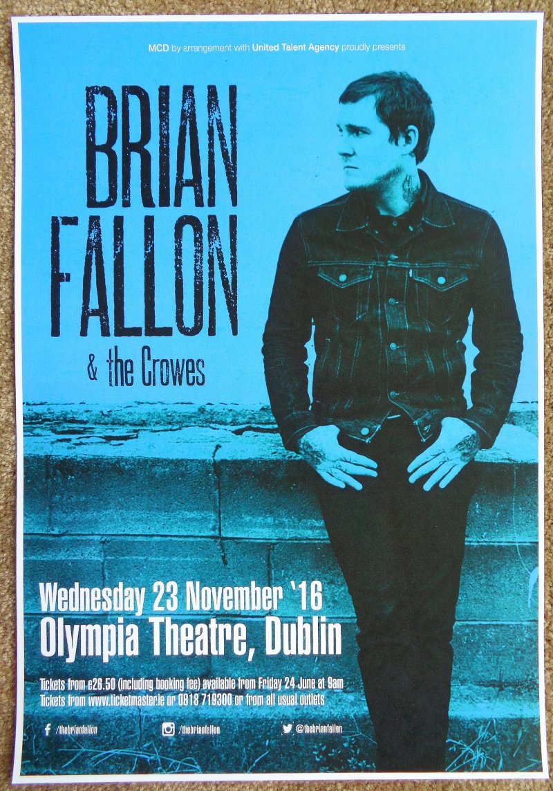 Image 0 of Fallon BRIAN FALLON 2016 Gig POSTER Dublin Ireland GASLIGHT ANTHEM Concert