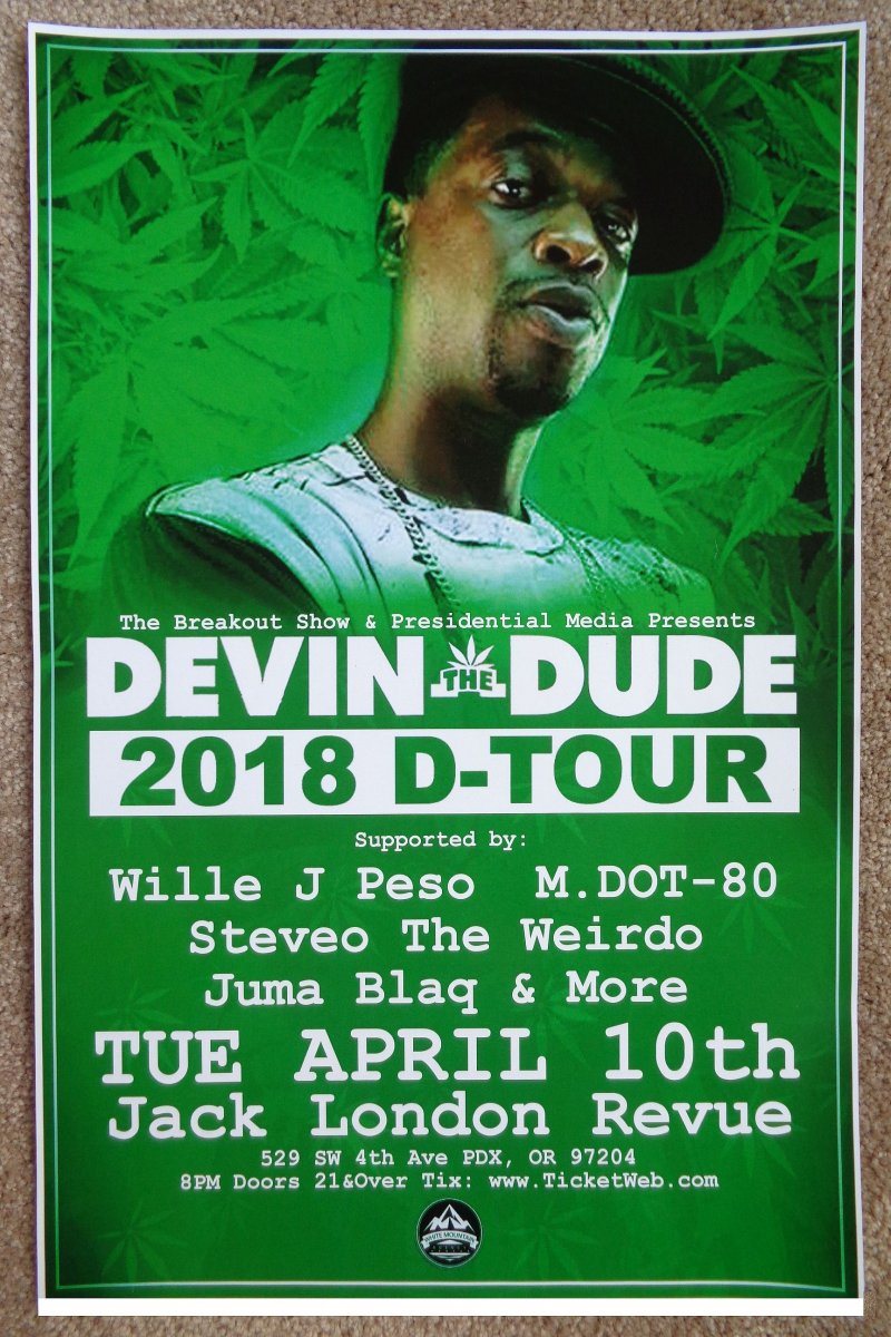 Image 0 of DEVIN THE DUDE 2018 Gig Concert POSTER Portland Oregon Version 2 of 2