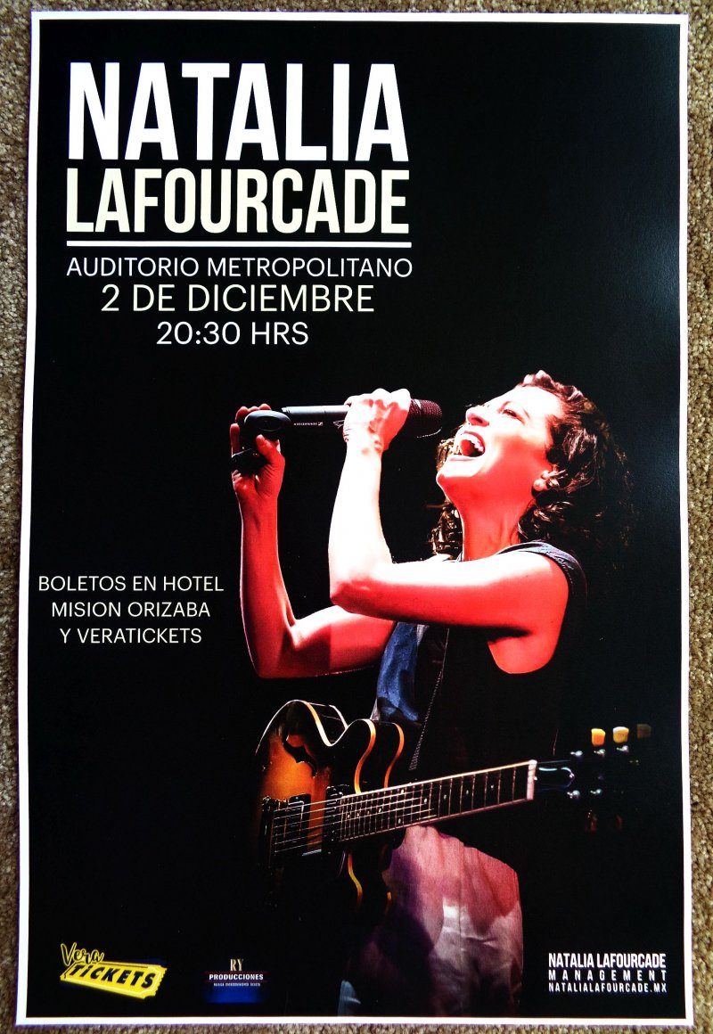 LaFourcade NATALIA LaFOURCADE 2017 Gig POSTER Mexico Concert Orizaba Veracruz