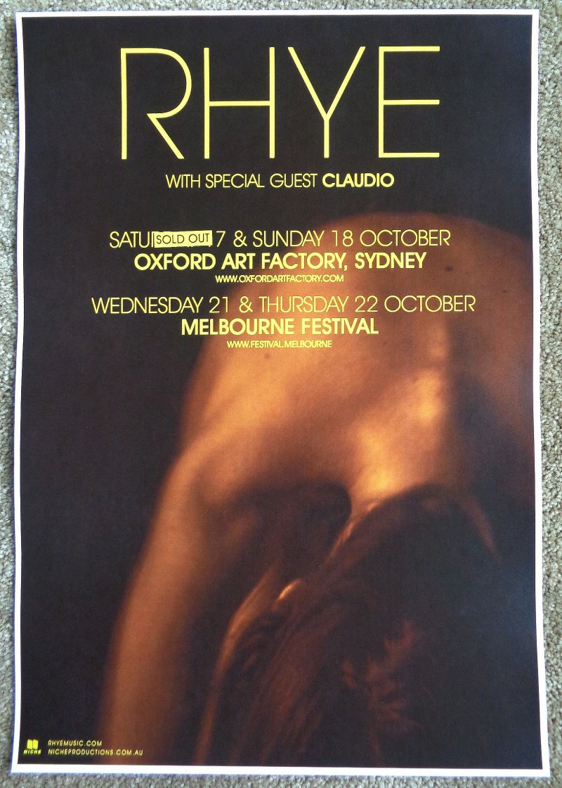 Image 0 of RHYE 2015 Tour POSTER Australia Gig Concert