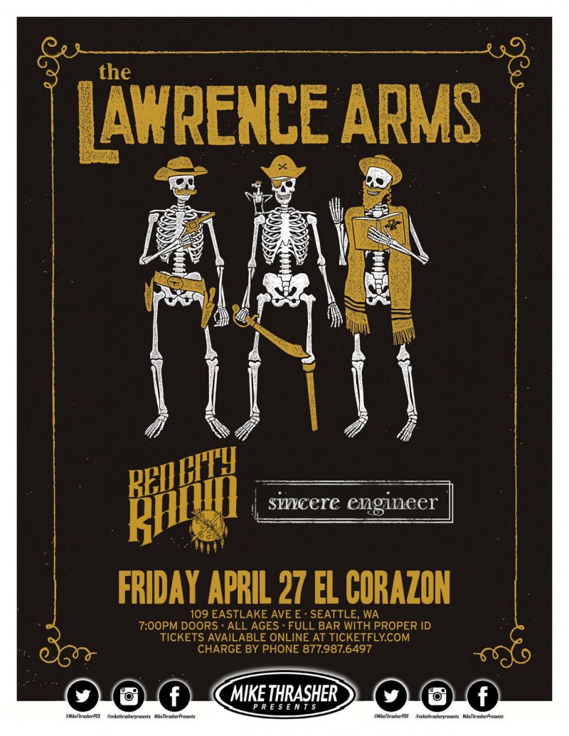 Image 0 of Lawrence Arms THE LAWRENCE ARMS 2018 Gig POSTER Seattle Washington Concert