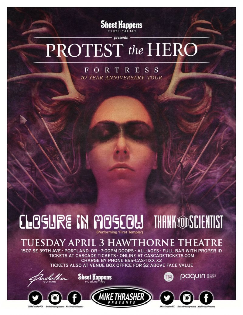 Image 0 of PROTEST THE HERO 2018 Gig POSTER Portland Oregon Concert