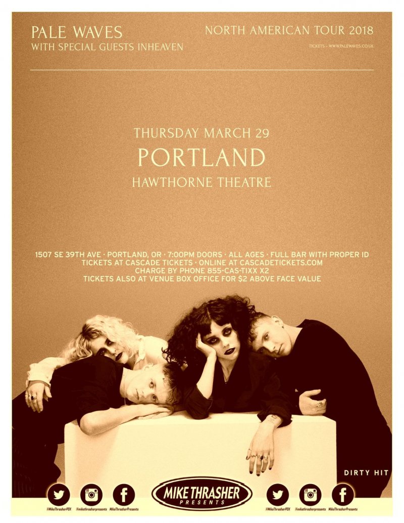 Image 0 of PALE WAVES 2018 Gig POSTER Portland Oregon Concert