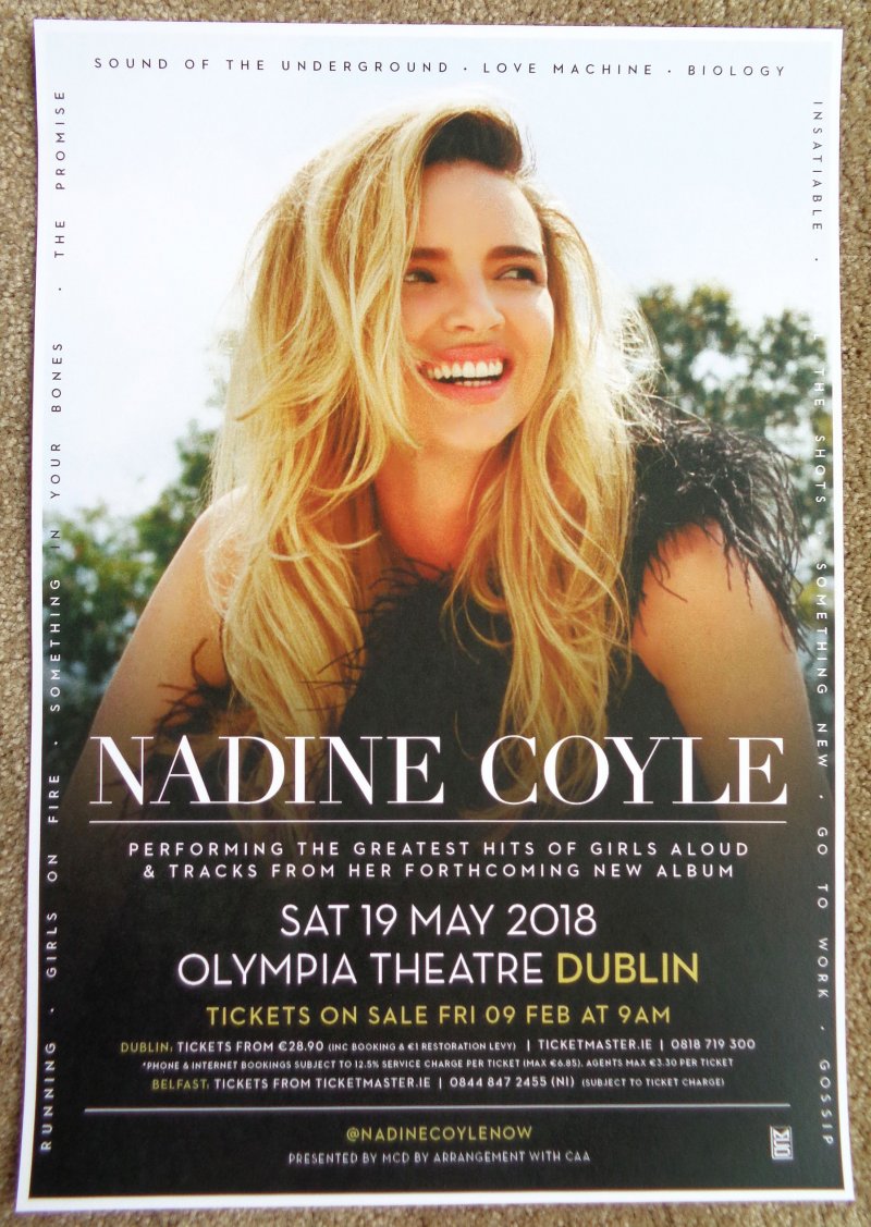 Image 0 of Coyle NADINE COYLE 2018 Gig POSTER Dublin Ireland Concert 