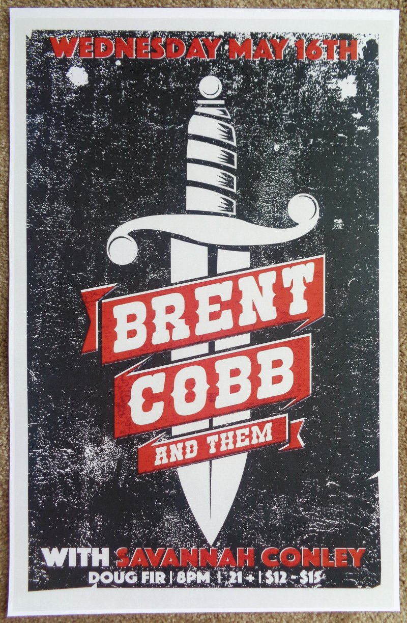 Cobb BRENT COBB 2018 Gig POSTER Portland Oregon Concert