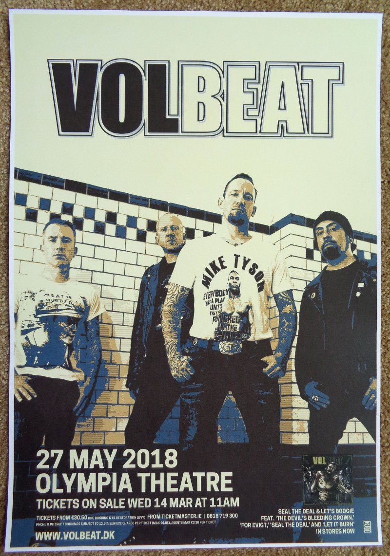 Image 0 of VOLBEAT 2018 Gig POSTER Dublin Ireland Concert