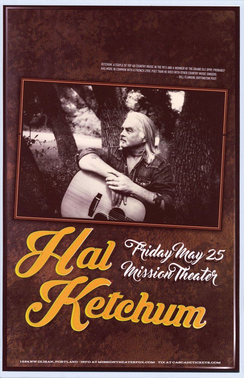 Ketchum HAL KETCHUM 2018 Gig POSTER Portland Oregon Concert