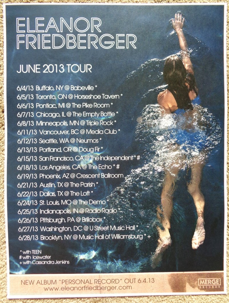 Image 0 of Friedberger ELEANOR FRIEDBERGER 2013 Tour POSTER Gig USA Concert
