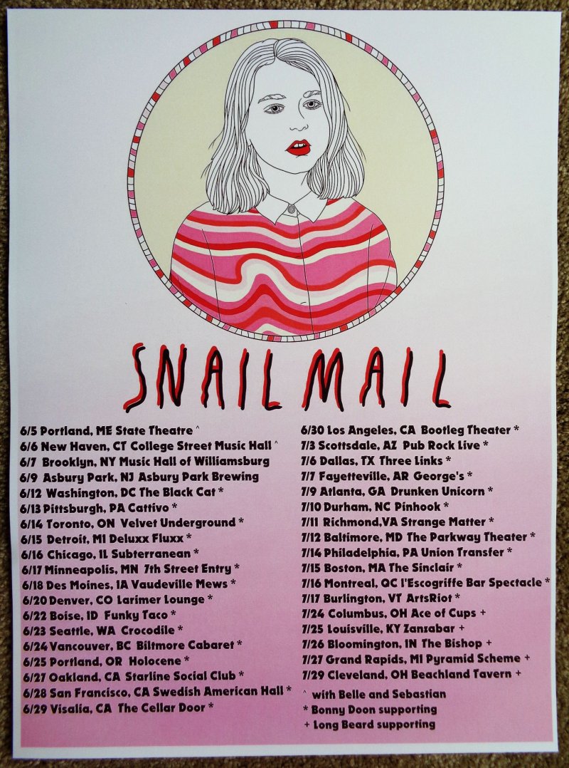 Image 0 of SNAIL MAIL 2018 Tour POSTER Gig Concert Lindsey Jordan June-July