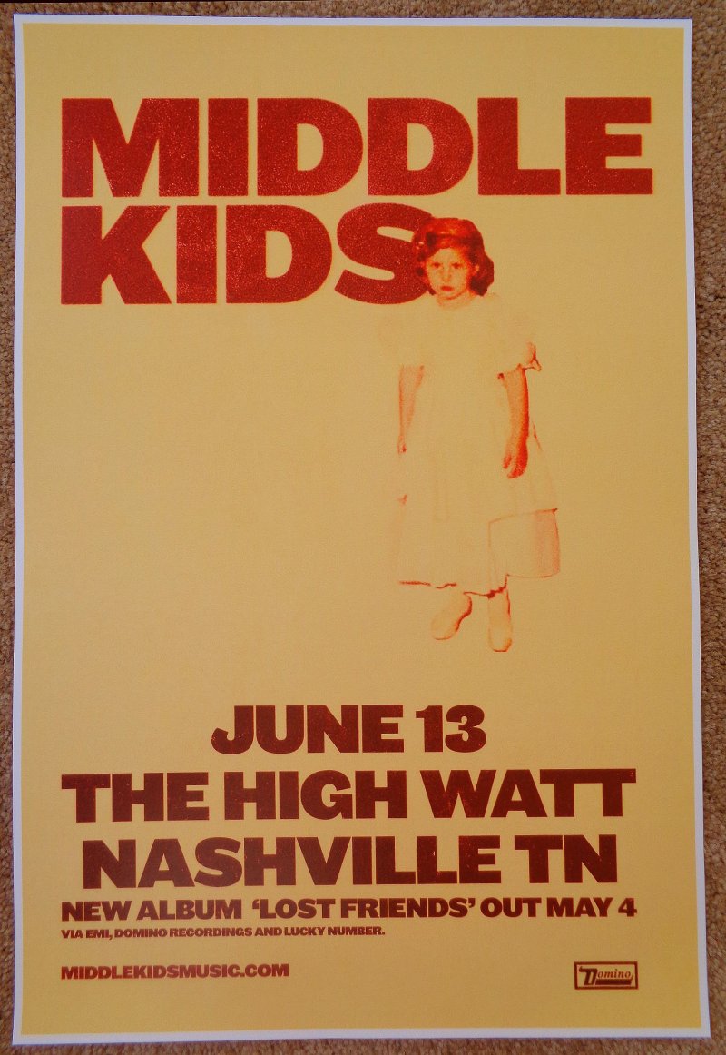 Image 0 of MIDDLE KIDS 2018 Gig POSTER Nashville Tennessee Lost Friends Concert