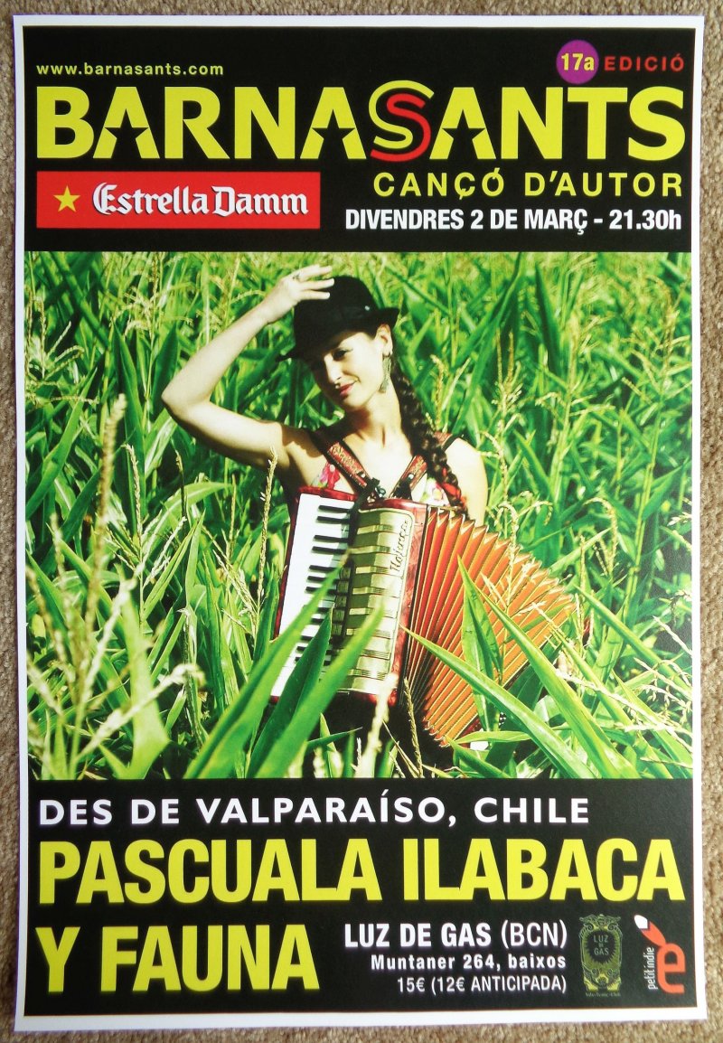 Image 0 of Ilabaca PASCUALA ILABACA Y FAUNA 2012 Gig POSTER Barcelona Spain Concert