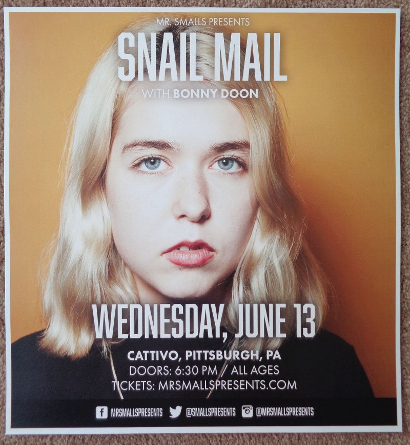 Image 0 of SNAIL MAIL 2018 GIG POSTER Pittsburgh Pennsylvania Lindsey Jordan Concert