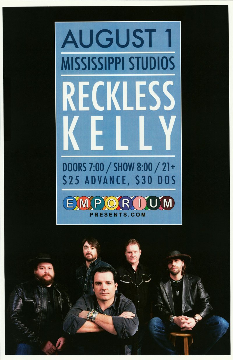 Image 0 of RECKLESS KELLY 2018 Gig POSTER Portland Oregon Concert