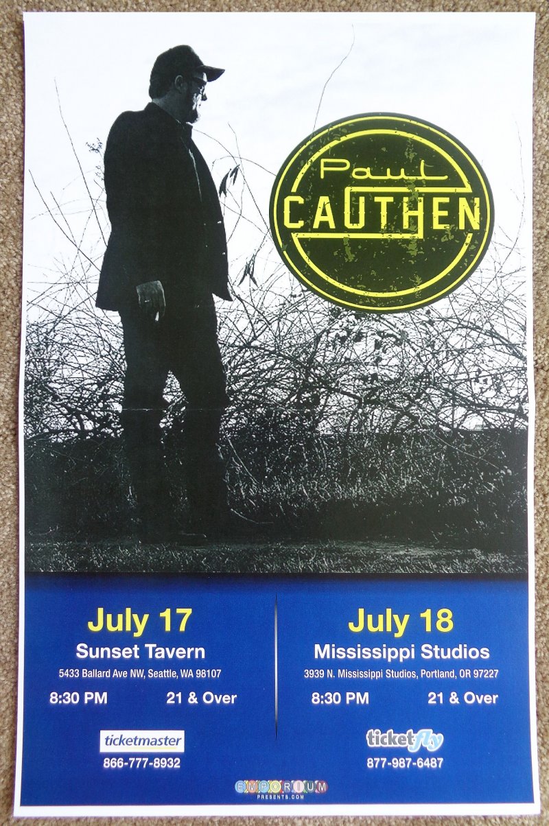 Cauthen PAUL CAUTHEN 2016 Gig POSTER Portland Oregon Seattle Washington Concert