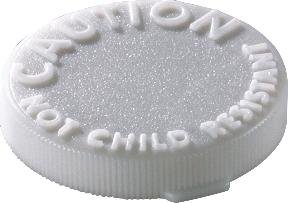 Rexam Snap Cap White Caution 100 x 13 / 16 Dr