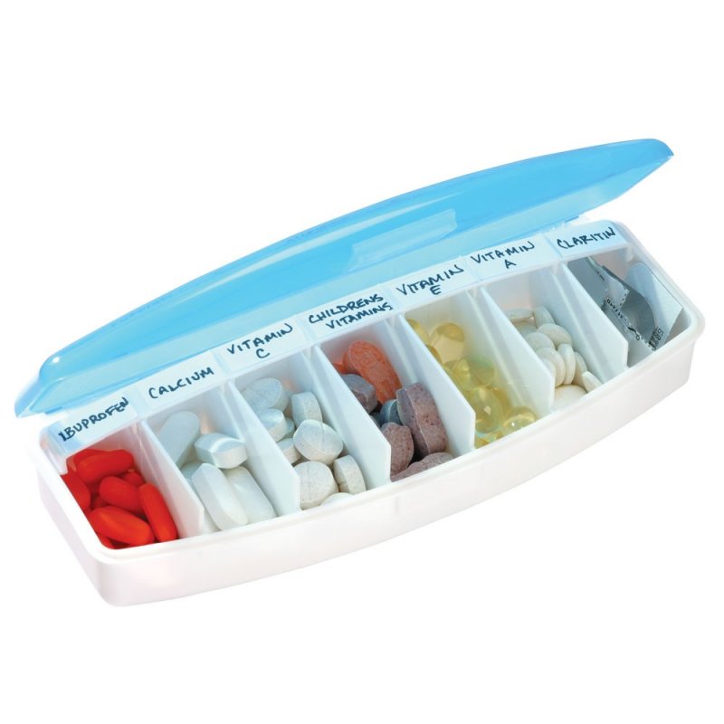 Image 1 of Vitamin Organizer (7-Compartment) w/ Pre-printed Write-on Adhesive Labels