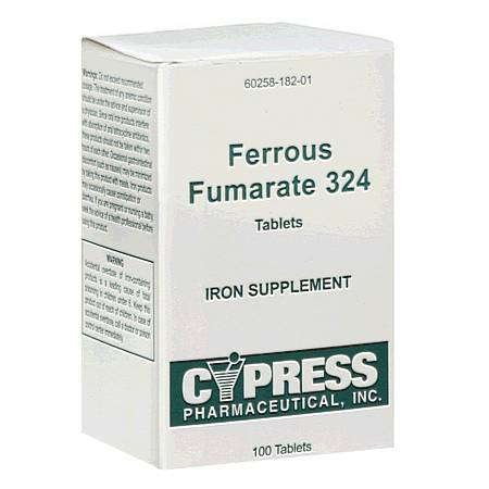 Ferrous Fumarate 324 mg Tablets 100 Ct By Cypress