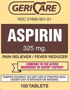 Image 0 of Aspirin Oral Pain Relief 325 Mg 100 Tablets By Geri-Care