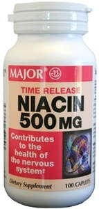 Image 0 of Niacin 500 Mg Timed Release 100 Caplets By Major Pharmaceutical