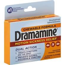 Dramamine Motion Sickness Relief Chew able Orange Flavor Tablets 8