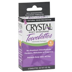 Crystal Body Deodorant Towelettes Unscented 6 Ct.