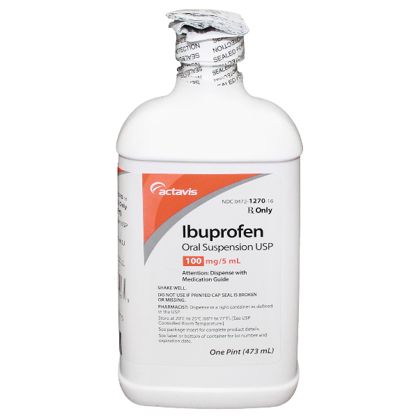 Ibuprofen 100mg/5ml Suspension 480 Ml By Actavis Pharma