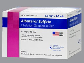 Albuterol Sulfate 2.5 Mg/0.5Ml Ampoules 30X0.5 Ml UD Pk. By Nephron Pharma. Free