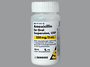 Amoxicillin 250 Mg/5Ml Suspension 100 Ml By Sandoz Rx. Free Shipping