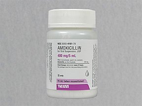 Image 0 of Amoxicillin 400 Mg/5Ml Suspension 75 Ml .By Teva Pharma.